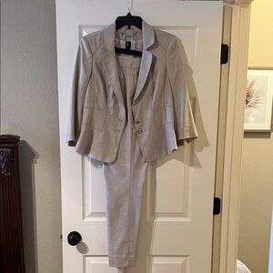 White House Black Market Cream/Tan Blazer and Pants Set
